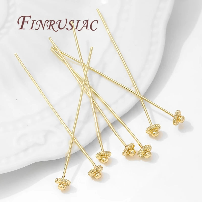 18K Gold-Plated Brass Flower Pins – DIY Earring Findings 10/20pc Jewelry Making Findings P3