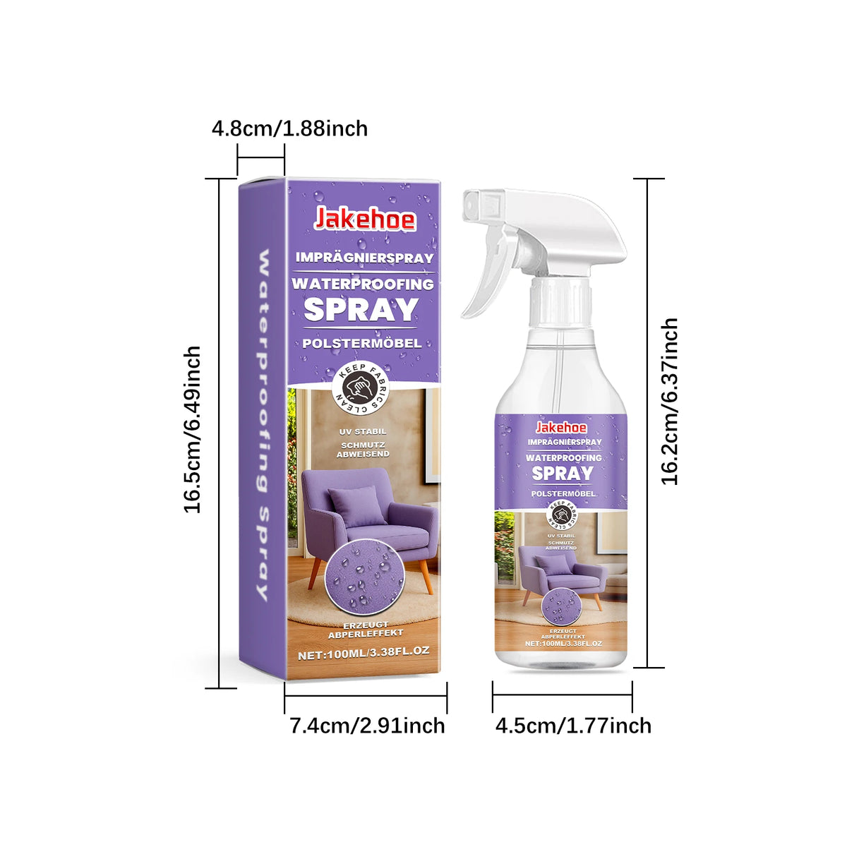 JAKEHOE Fabric Waterproof Spray – Sofa & Furniture Protector Fabric Protector Spray P3