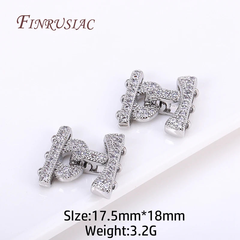 18K Gold Plated Zircon Clasp Connector Beads | DIY Jewelry Jewelry Clasp Findings P3 Rhodium Plated 2 Pieces