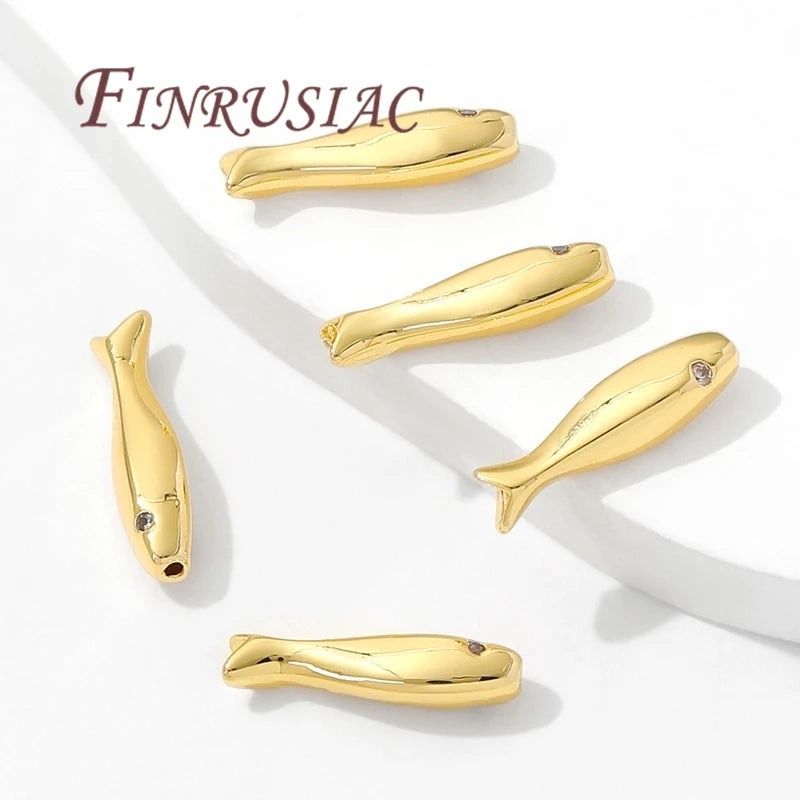 15.3mm Fish Shape Beads 18K Gold Plated DIY Jewelry Findings DIY Jewelry Beads P3