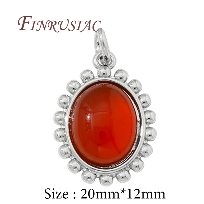 18K Gold Plated Brass Stone Charm Pendants – DIY Jewelry Making Jewelry Charm Pendant P3 Rhodium Plated 2 pieces