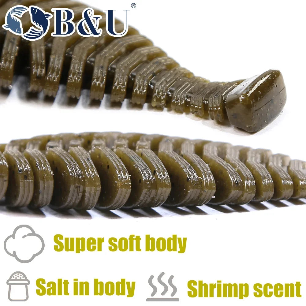 B&U 92mm Soft Shad Worm Lure – Pike Bass Jigging Wobbler 2-Pack Soft Fishing Lure P3