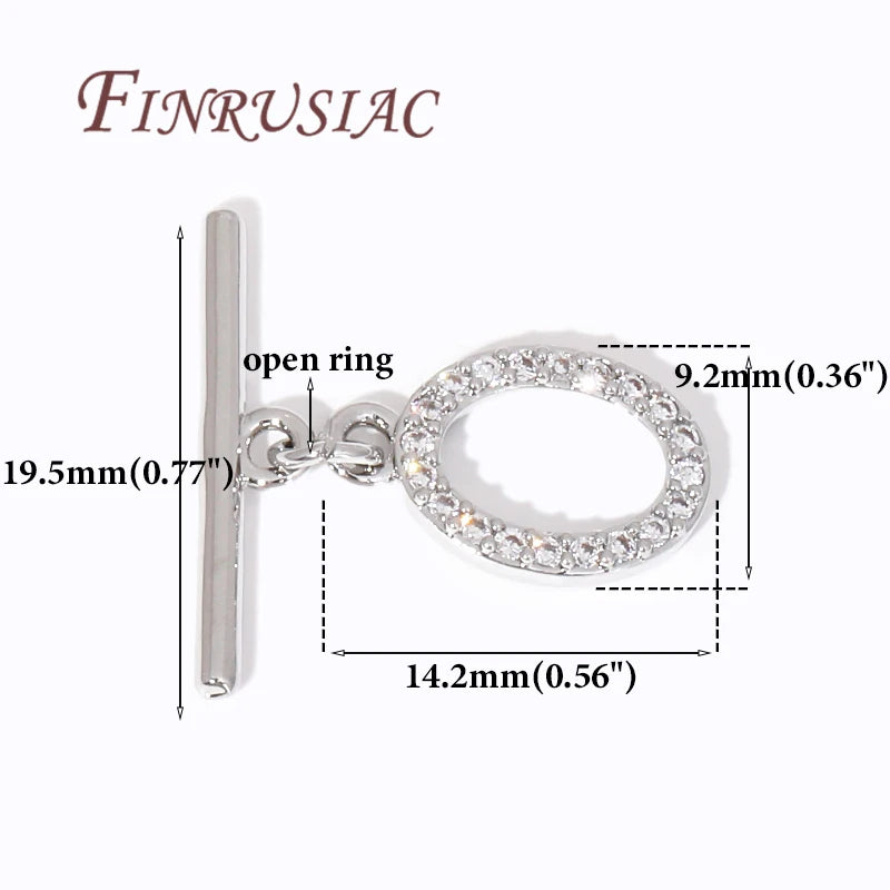 18K Gold Plated CZ Toggle Clasp | OT Ring Bar Jewelry Connector Jewelry Toggle Clasp P3 Rhodium Plated 6 Pieces