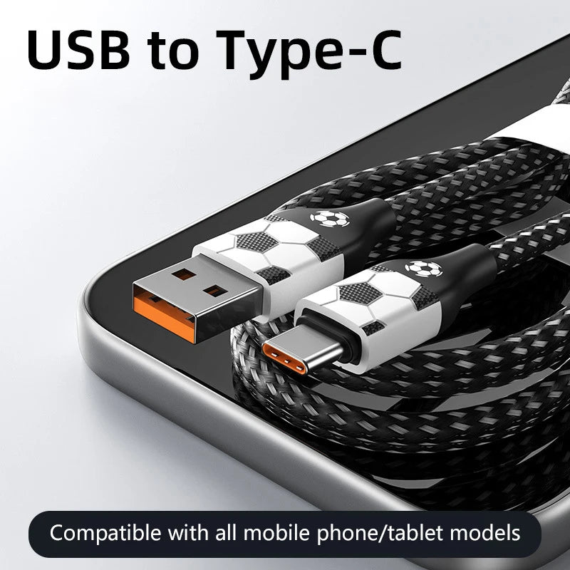 P3 Football Style Braided Fast Charging Cable – Apple & Android Fast Charging Cable P3 USB to C 2m