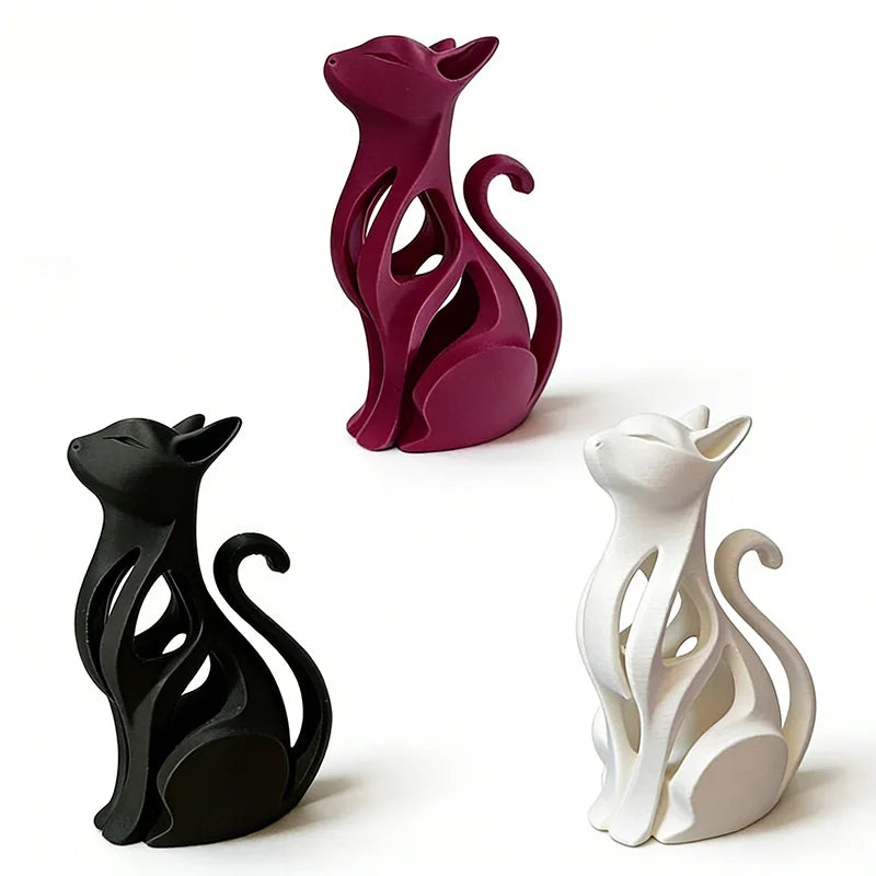 3D Printed Sitting Cat Sculpture | Minimalist Home Decor Gift Decorative Sculpture P3