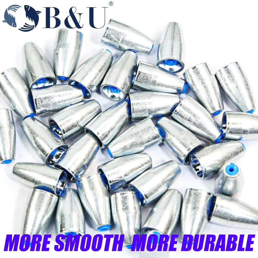 B&U 10-Pack Bullet Sinkers – Texas & Carolina Rig Weights Fishing Sinkers P3