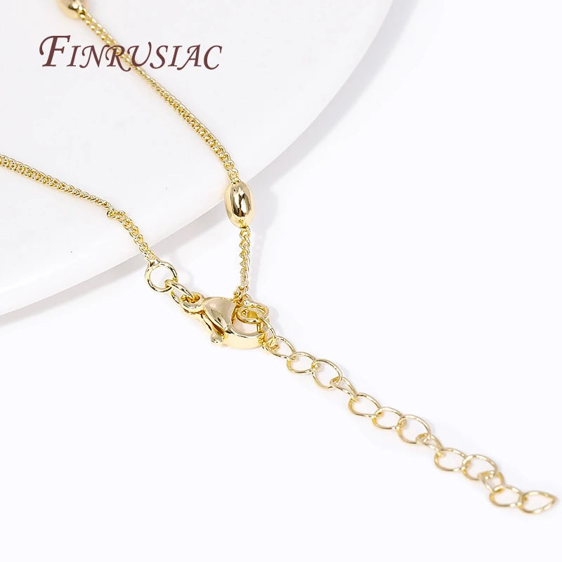 18K Gold Plated Rice Bead Chain Necklace 49CM | DIY Jewelry Beaded Chain Necklace P3
