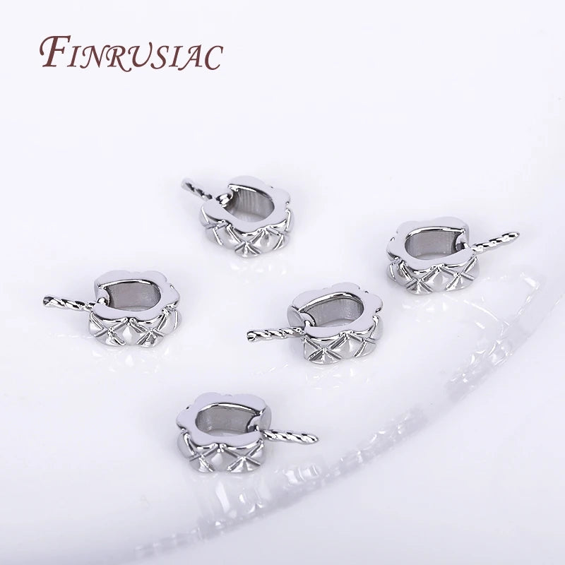 18K Gold Plated Striped Pearl Pendant Mounting DIY Peg Bails Jewelry Finding P3