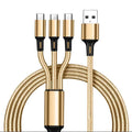 3-in-1 Fast Charging Cable 1.2M – USB-C Micro Lightning USB Charging Cable P3 Gold 1.2m