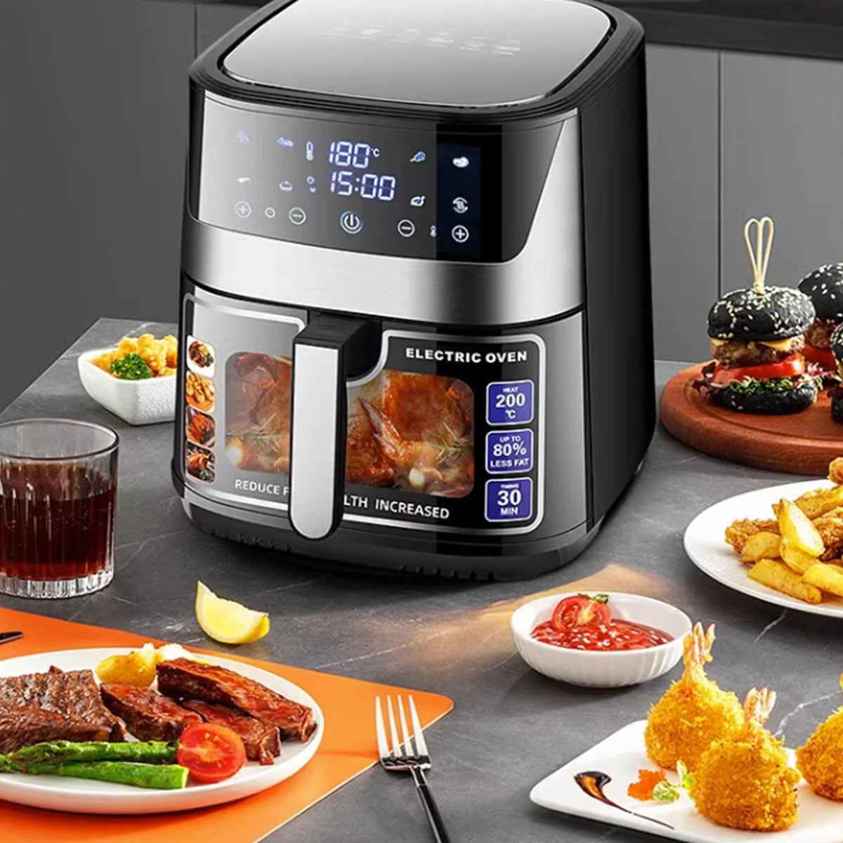 Sonifer SF-1028 6.5L Digital Air Fryer 1450W Non-Stick LED Digital Air Fryer P3