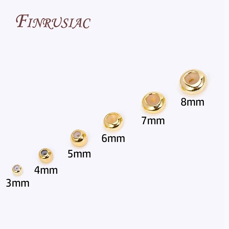 20pcs 18K Gold Plated Brass Rondelle Stopper Beads 3–8mm Silicone Jewelry Stopper Beads P3 18K Gold Plated 4MM-20Pcs