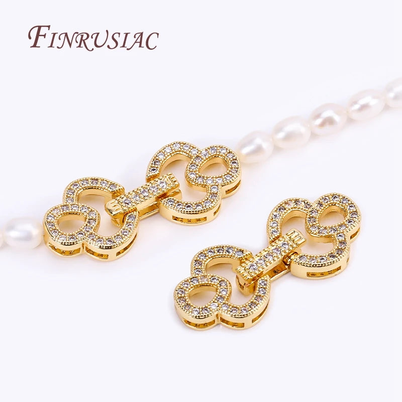 18K Gold Plated Zircon Pearl Clasp | DIY Jewelry Findings Jewelry Clasp Findings P3