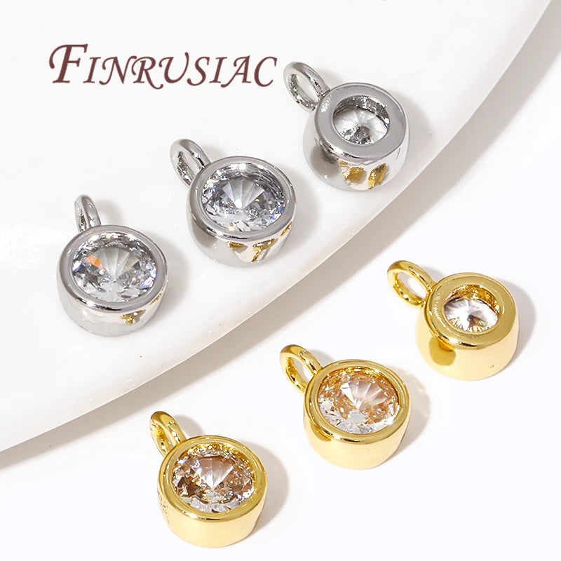 18K Gold Plated Rhinestone Round Charm Pendant – DIY Jewelry Jewelry Charm Pendant P3