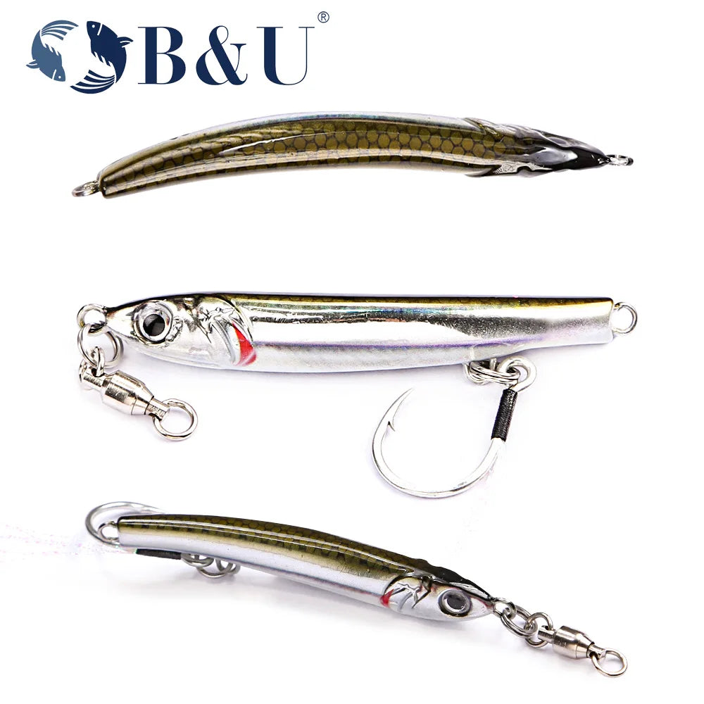 B&U S-Shaped Metal Jig Spoon – Saltwater Shore Casting Lure Metal Jig Lure P3