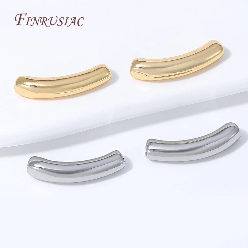 18K Gold Plated Curved Tube Spacer Beads – DIY Jewelry Findings Jewelry Spacer Beads P3