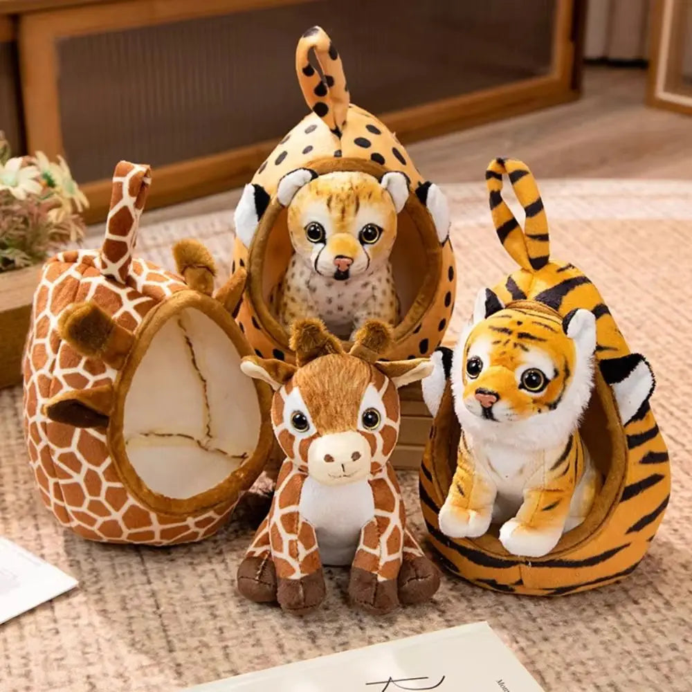 Soft Animal Plush Toy with Nest – Lion Tiger Leopard Doll Gift Animal Plush Toy P3