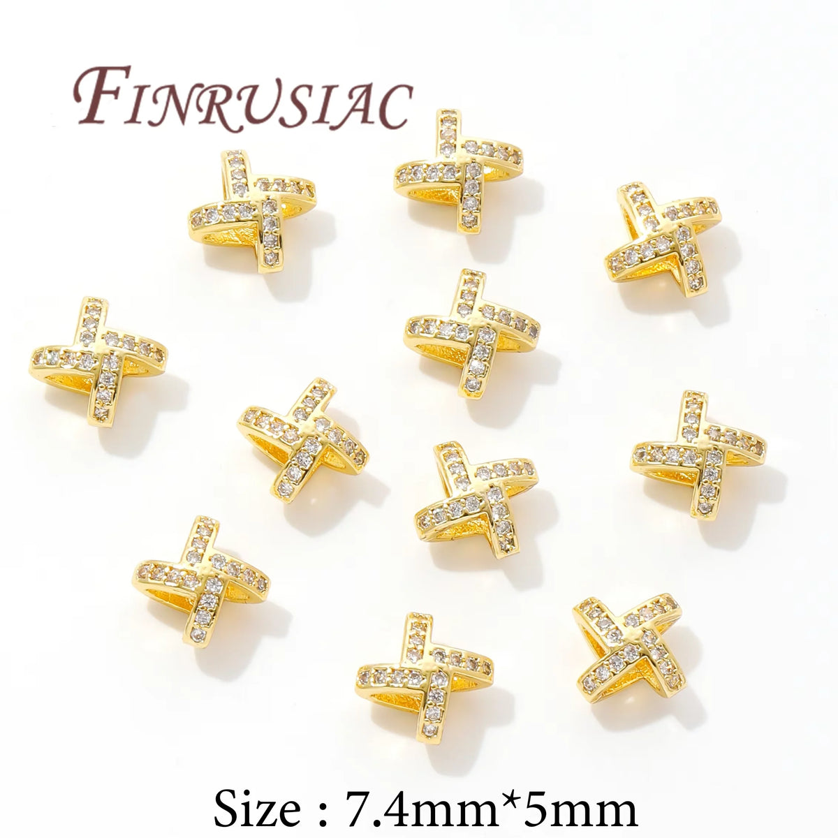 18K Gold Plated X-Shaped Zircon Spacer Beads | DIY Jewelry Jewelry Spacer Beads P3 18K Real Gold Plated 2 pieces