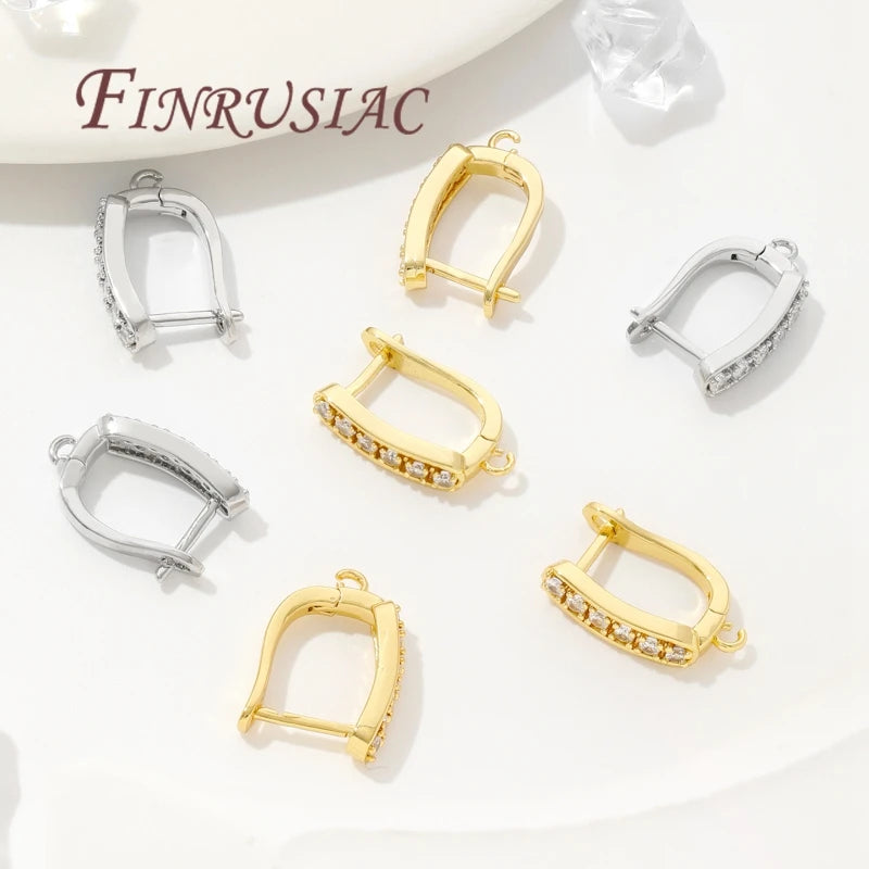 18K Gold Plated CZ Huggie Hoop Earring Findings – DIY Clasps Earring Findings P3