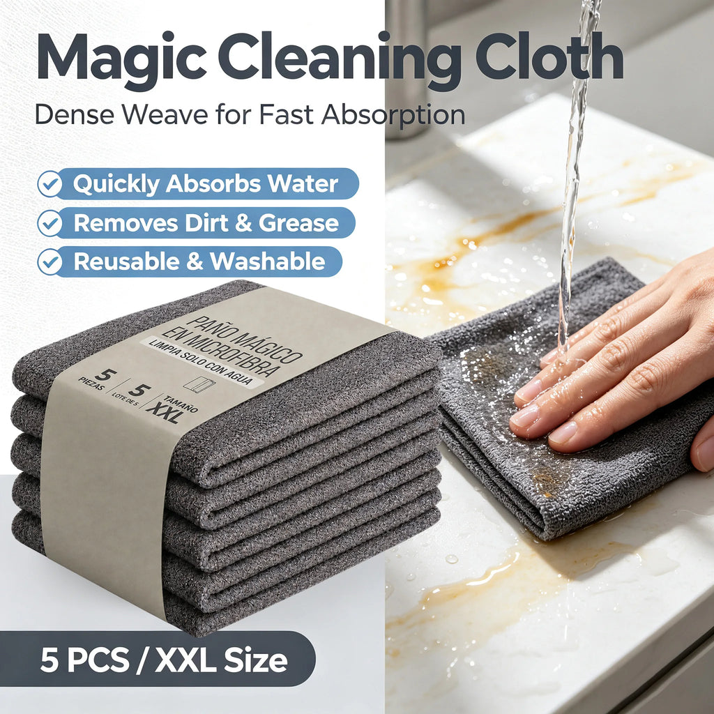5-Pack Microfiber Cleaning Cloths | Lint-Free & Reusable Microfiber Cleaning Cloth P3