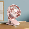 Portable Clip Fan – 720° Rotatable USB Rechargeable Mini Fan Clip Fan P3 Pink