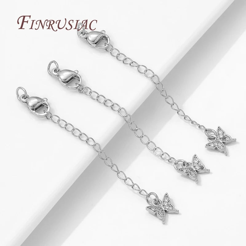Rhodium Butterfly Extension Chains with Lobster Clasps – DIY Jewelry Jewelry Chain Extender P3