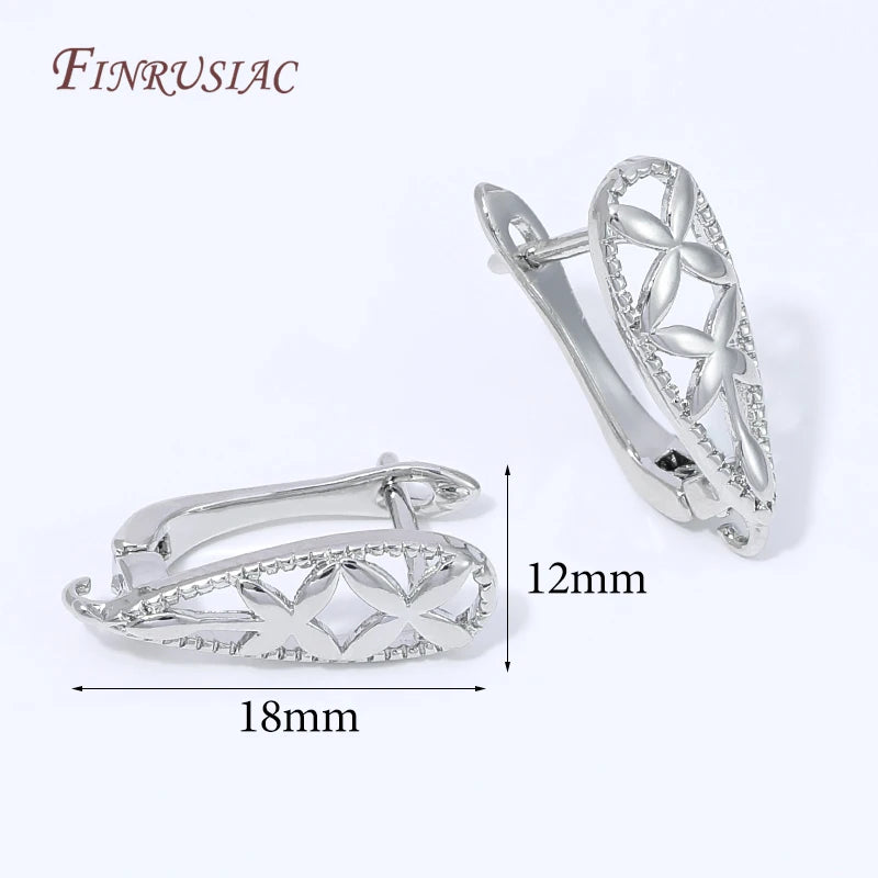 18K Gold Plated Lever Back Earring Clasps – Bowknot Hollow Flower Earring Clasps Findings P3 Rhodium Plated 1 pair
