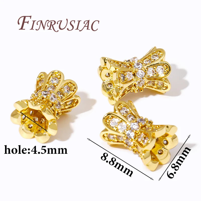 18K Gold Plated Zircon Spacer Beads – DIY Bracelet Jewelry Making Jewelry Spacer Beads P3 18K Gold Plated 2 pieces