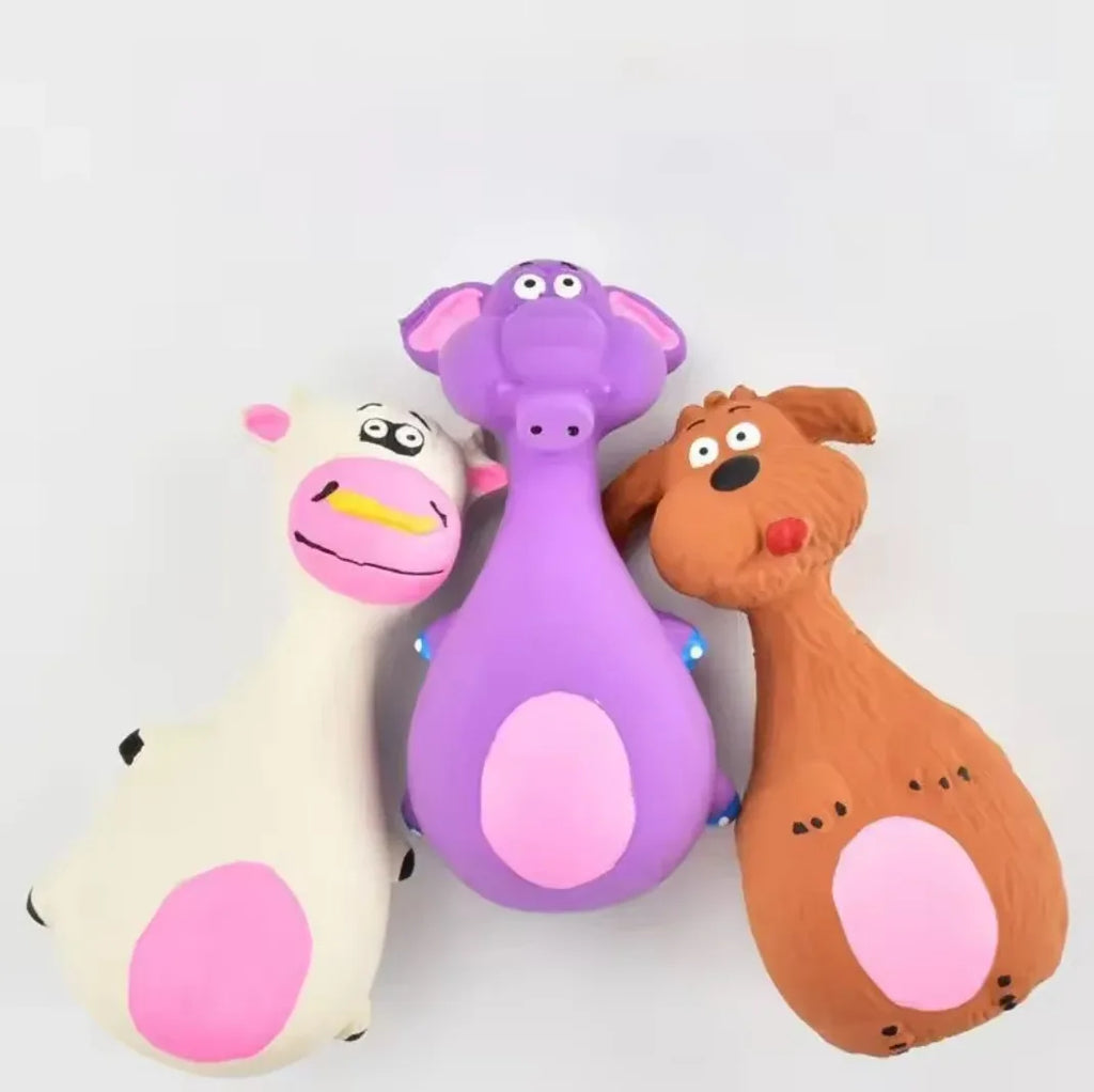 NOCCLILI Squeaky Latex Dog Chew Toy | Elephant & Cow Cartoon Squeaky Dog Toy P3