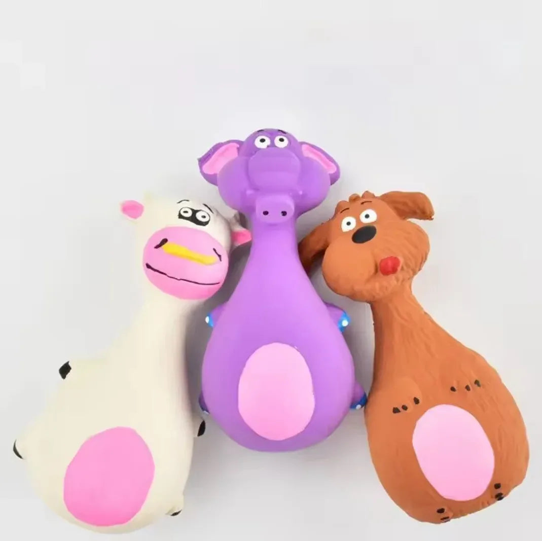 NOCCLILI Squeaky Latex Dog Chew Toy | Elephant & Cow Cartoon Squeaky Dog Toy P3