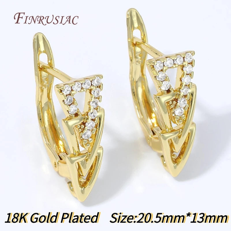 18K Gold Plated Zircon Huggie Earring Findings | DIY Jewelry Earring Findings P3 18K Real Gold Plated 1 pair