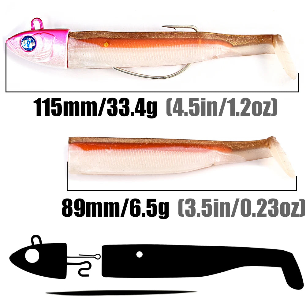 B&U 115mm Soft Minnow Jigging Lure Rattle Combo – Bass Pike Soft Fishing Lure P3