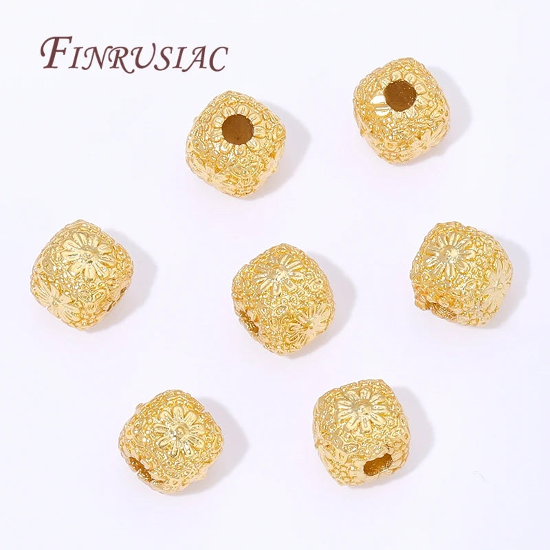 18K Gold Plated Brass Square Beads 5.5mm | DIY Jewelry Making Jewelry Making Beads P3