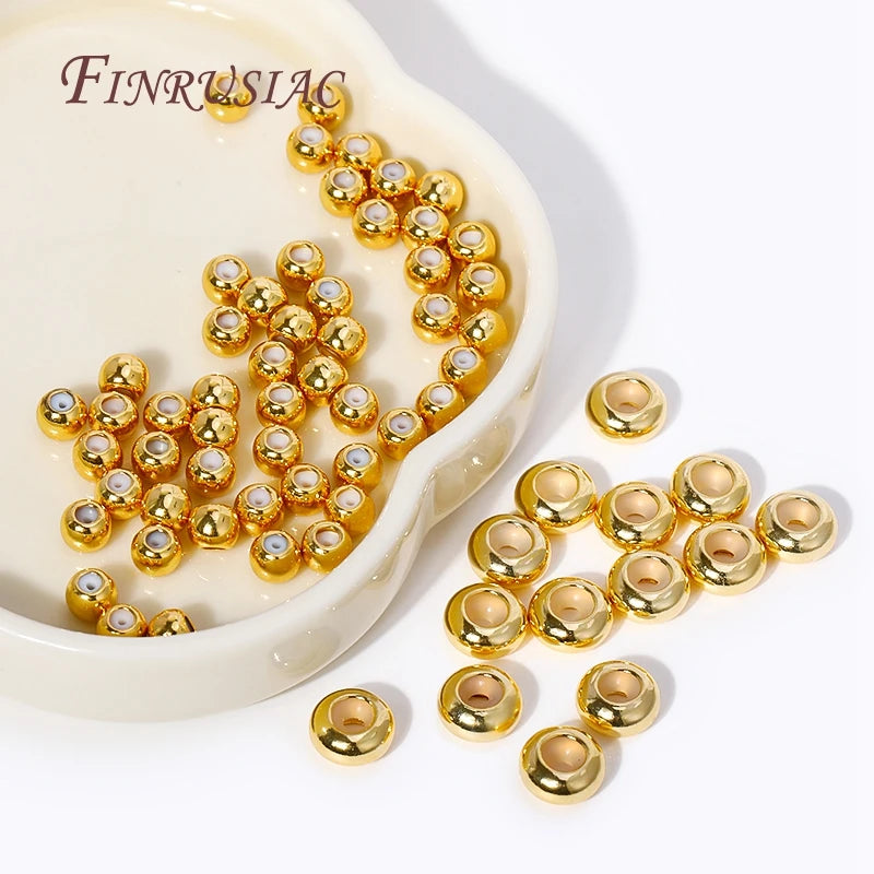 20pcs 18K Gold Plated Brass Rondelle Stopper Beads 3–8mm Silicone Jewelry Stopper Beads P3