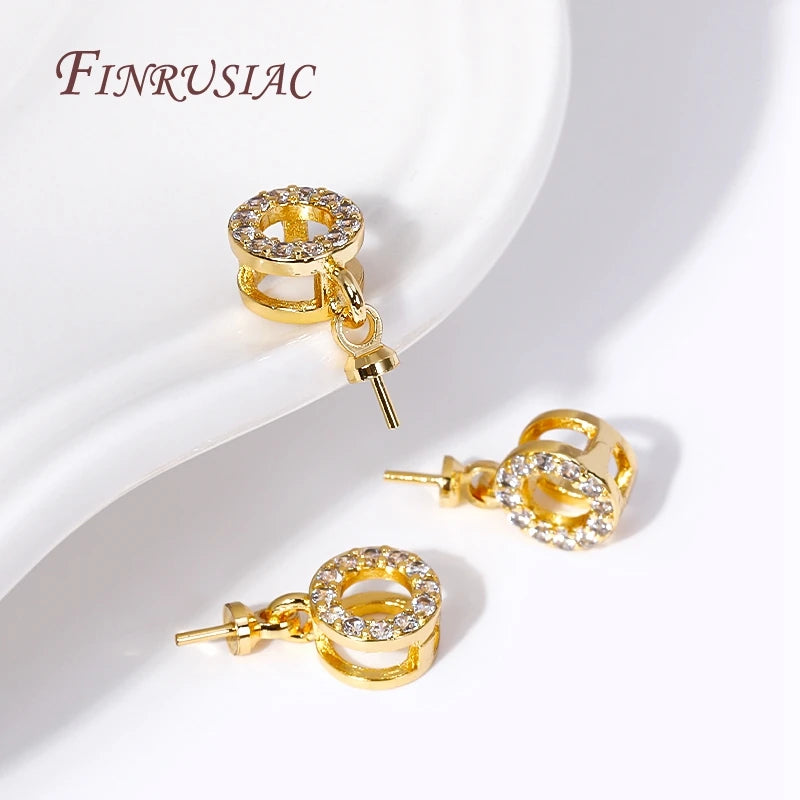 18K Gold Plated Zircon Pearl Pendant Bails – DIY Findings Jewelry Findings P3