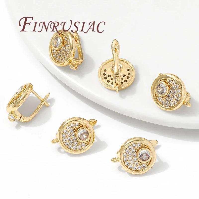 18K Gold Plated Brass Zircon Earring Hook Clasps | DIY Findings Earring Jewelry Findings P3