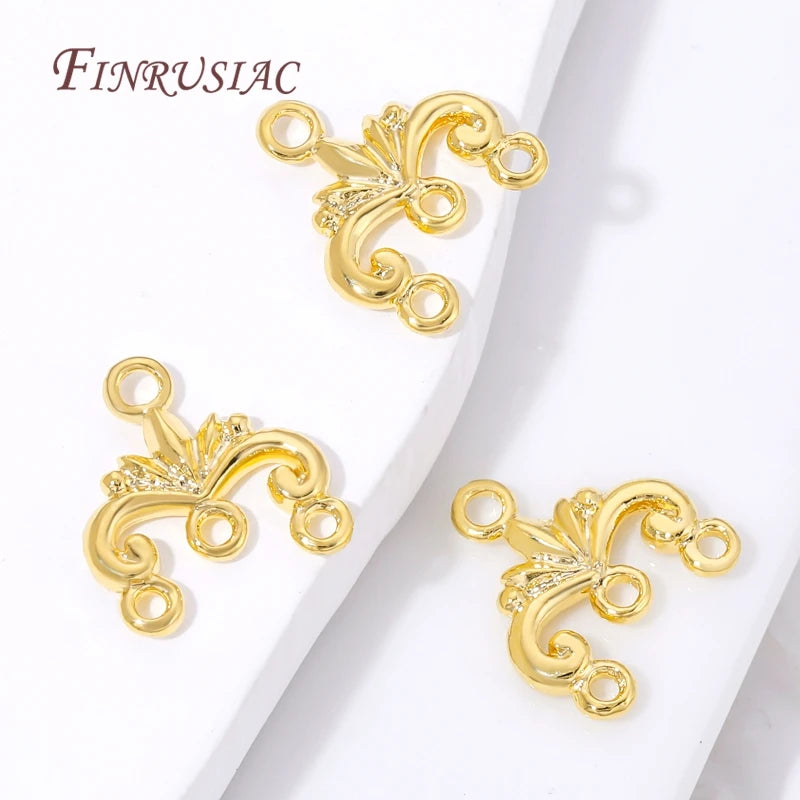 18K Gold Plated Baroque Floral Multi-Loop Jewelry Connectors Jewelry Connector Links P3