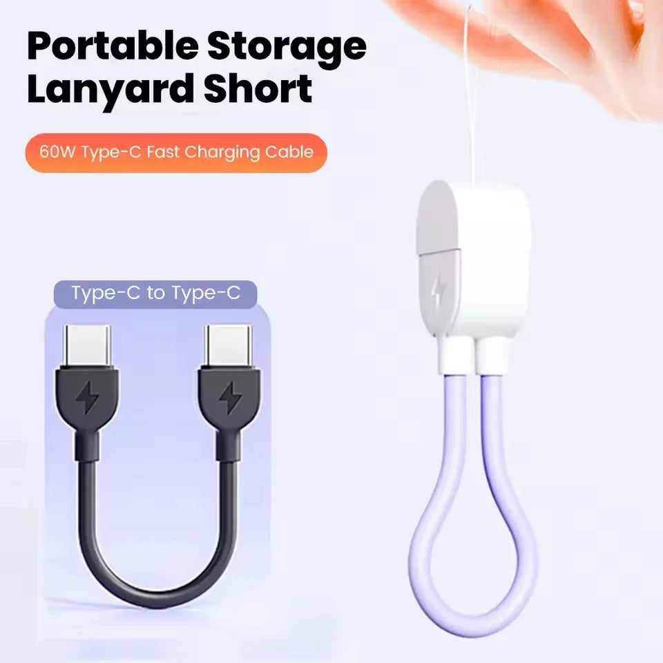 60W USB-C Keychain Cable 17cm – Fast Charging & Data Transfer USB-C Charging Cable P3