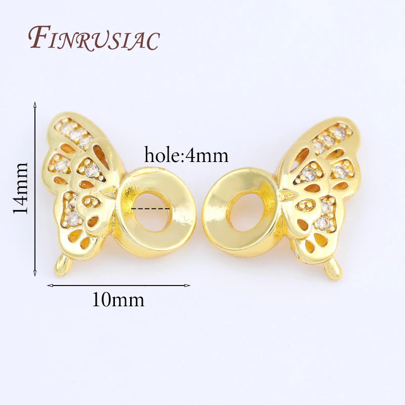 18K Gold Plated Zircon Butterfly Spacer Beads – DIY Jewelry Jewelry Spacer Beads P3 18K Gold Plated 2 pairs