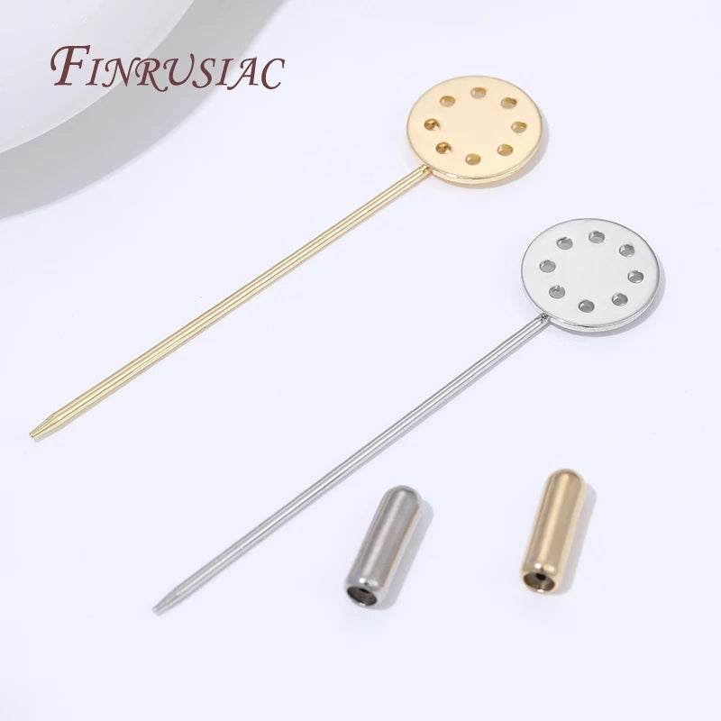 14K Gold Plated Brass Stick Pin Blanks – DIY Lapel & Shawl Pins Brooch Pin Blanks P3