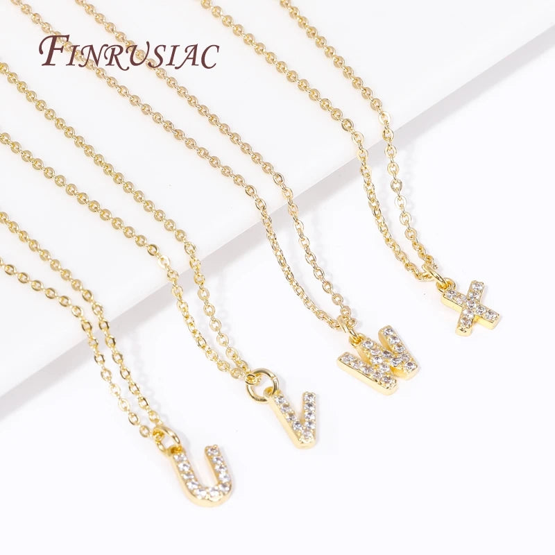 18K Gold Plated Zircon Letter Pendants A-Z Alphabet Charms Letter Pendant Charms P3