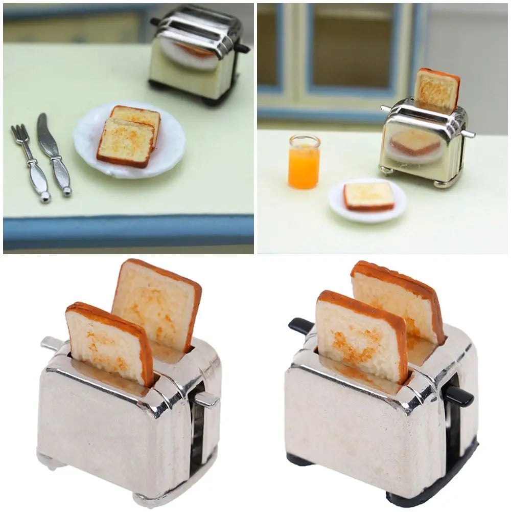 Miniature Dollhouse Toaster Set | 1:12 Kitchen Toy with Bread Dollhouse Miniature P3