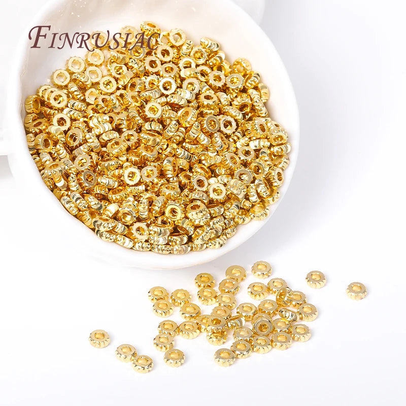 18K Gold Plated Brass Corrugated Spacer Beads | DIY Jewelry Jewelry Spacer Beads P3