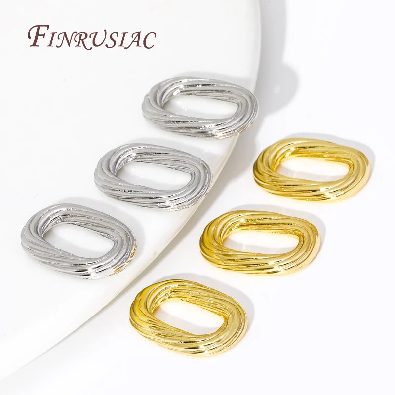 18K Gold Plated Brass Oval Twist Ring Connectors | DIY Jewelry Jewelry Connectors P3
