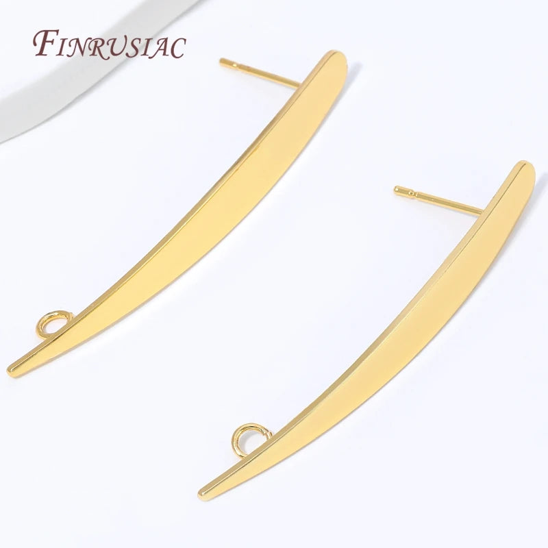18K Gold Plated Curved Bar Stud Earring Posts – DIY Blanks Earring Blanks P3