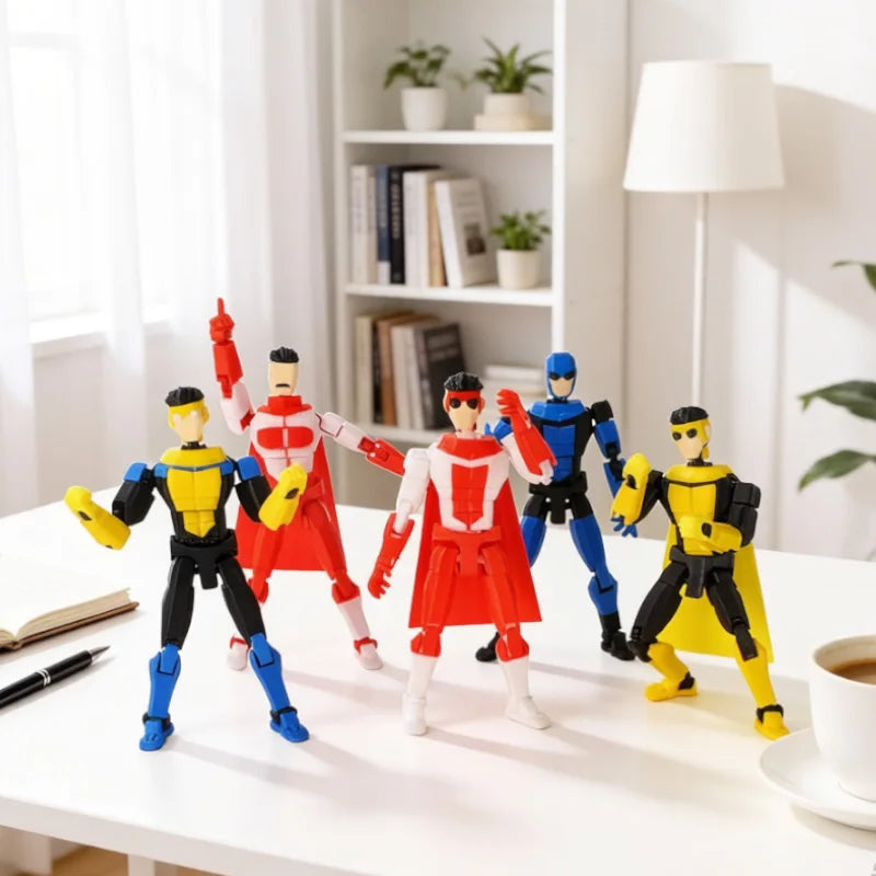 3D Printed Invincible Mark Jointed Figure – Light Blue Stripe Collectible Action Figure P3