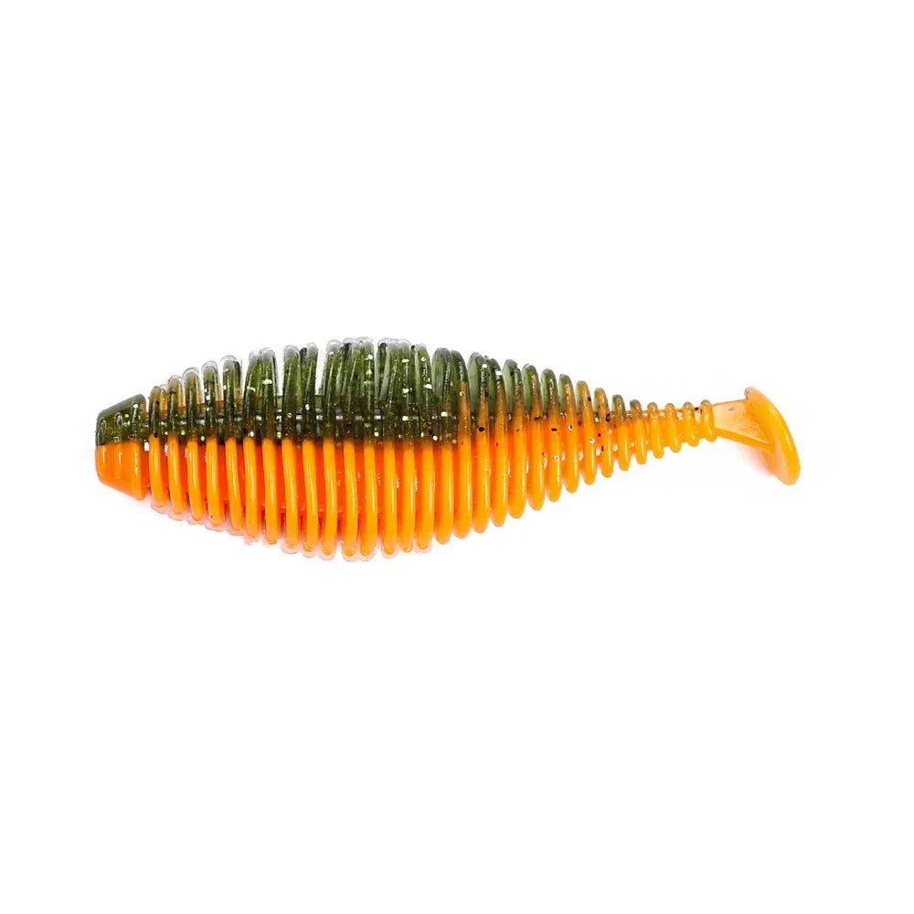 B&U Swimbait Vib 7.5cm Soft Shad Lure – 4 Pack | Pike Bass Soft Fishing Lure P3 green orange 4pcs-75mm