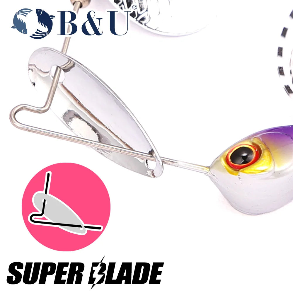 B&U Spinnerbait Metal Blade Lure – Bass Pike Predator Fish Spinnerbait Fishing Lure P3