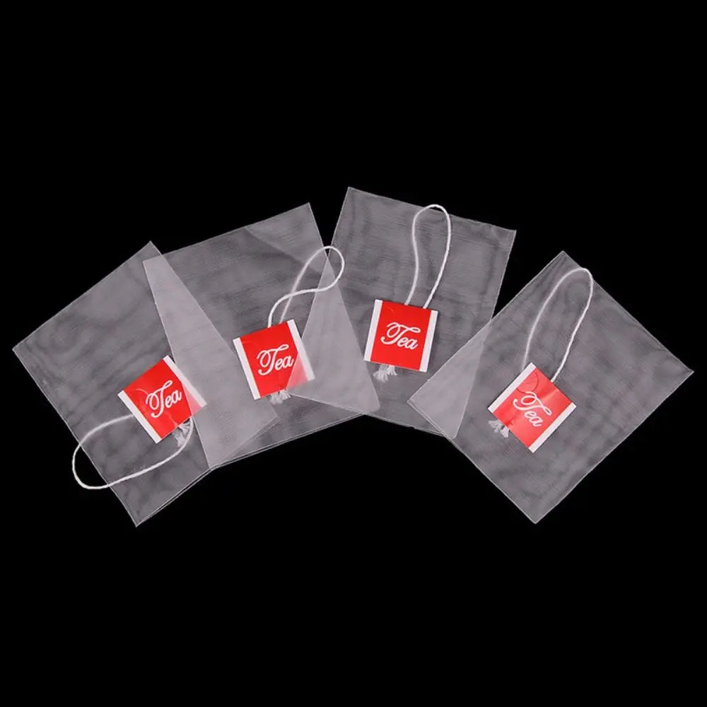 100-Pack Nylon Drawstring Disposable Tea Filter Bags | Transparent Tea Filter Bags P3