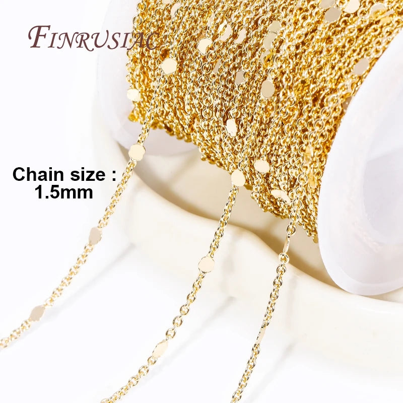 18K Gold Plated Brass Round Spool Chain – DIY Jewelry Making Jewelry Chain Findings P3 18K Real Gold Plated 2 Meters