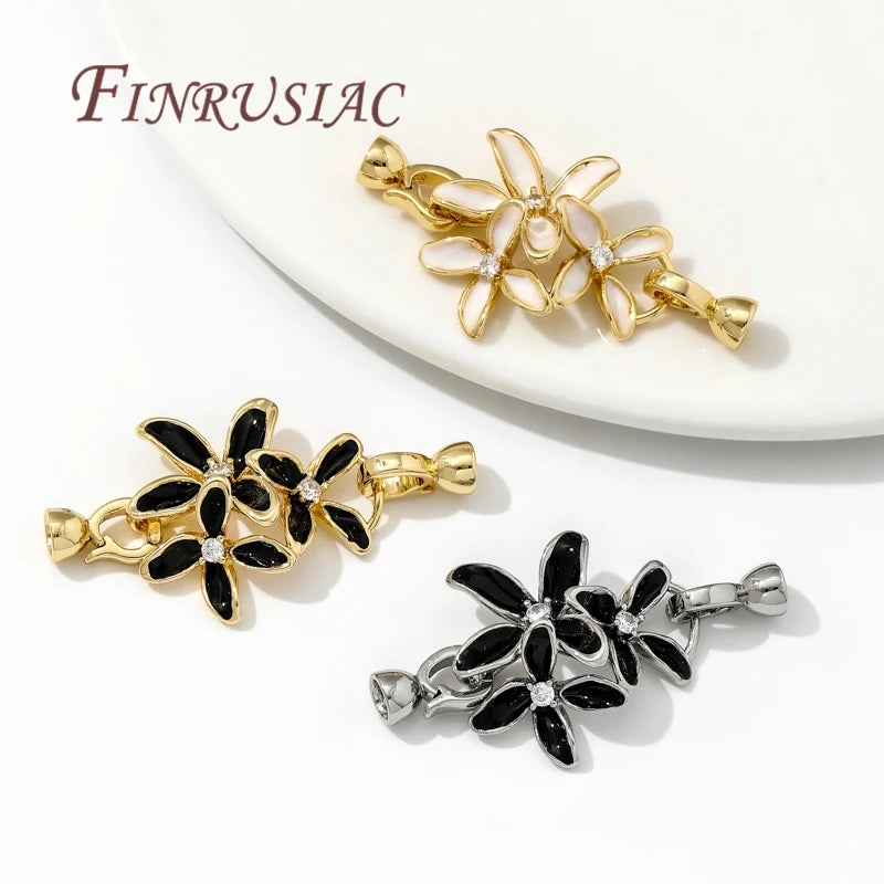 18K Gold Plated Brass Zircon Connectors | DIY Jewelry Clasps Jewelry Findings P3